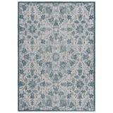 Blue/White 91 x 63 x 0.2 in Area Rug - Charlton Home® Berno Rectangle Floral Machine Woven Rectangle 5'3" x 7'7" Polyester/Polypropylene/Latex Indoor/Outdoor Area Rug in White/Blue Polypropylene | Wayfair