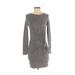 Topshop Casual Dress - Mini Crew Neck Long sleeves: Gray Print Dresses - Women's Size 4