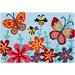 August Grove® Ananshi Butterfly & Bee Garden 30 in. x 20 in. Indoor/Outdoor Door Mat Synthetics in Blue | 30 H x 20 W x 0.25 D in | Wayfair