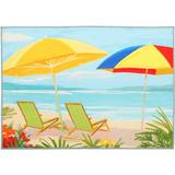 Blue/Yellow 32 x 22 x 0.12 in Area Rug - Highland Dunes Siesta Key Beachside Olivia's Home Accent Washable Rug 22" X 32" | Wayfair