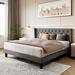 Lark Manor™ Hilbert Low Profile Platform Bed Frame w/ Headboard Upholstered/Linen in Gray | 43.3 H x 78.4 W x 81.5 D in | Wayfair