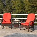 Beachcrest Home™ Bessemer 2 - Person Outdoor Rocking Chair w/ Cushions Wicker/Rattan in Brown | 37 H x 26.6 W x 27.7 D in | Wayfair