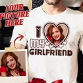 T-shirt personnalisé en coton «I Love My boyfriend» pour femme unisexe cadeau de saint-valentin