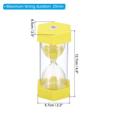 25 Min Sand Timer, Hexagon w Plastic Cover Count Down Sand Clock Glass