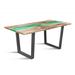 BANUR-UN Solid Wood Dining Table - Natural Oak/Green/Industrial black