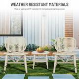 3 Pieces Hollow Design Outdoor Patio Table Chair Set All Weather Conversation Set End Table and Lounge Chairs for Garden Yard