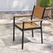 Pellebant Outdoor Modern Aluminum Dining Chairs with Armrest - 19.4" D x 18.9" W x 34.3" H