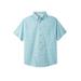 Men's Big & Tall Short Sleeve Wrinkle-Free Sport Shirt by KingSize in Light Blue Check (Size 5XL)