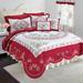 Ava Oversized Embroidered Cotton Quilt by BrylaneHome in Red (Size KING)