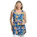 Plus Size Women's Sleeveless Pintuck Gauze Shirt by Woman Within in Bright Cobalt Multi Fun Floral (Size 14/16)