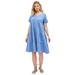 Plus Size Women's Tiered Tee Dress by ellos in Blue Sky (Size 30/32)