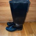 Coach Shoes | Coach Tall Rubber Rain Boots Black W/ Gold Rivets Size 6. Great Condition | Color: Black | Size: 6