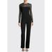 Michael Kors Pants & Jumpsuits | Michael Kors Collection Wool-Crepe Long-Sleeve Jumpsuit, Sheer Lace Sz 6 | Color: Black | Size: 6