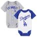 Newborn & Infant White/Heather Gray Los Angeles Dodgers Little Slugger Two-Pack Bodysuit Set