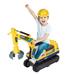2-in-1 Construction Grabber and Scooter for Kids Ride-on Crane with Engineering Hat