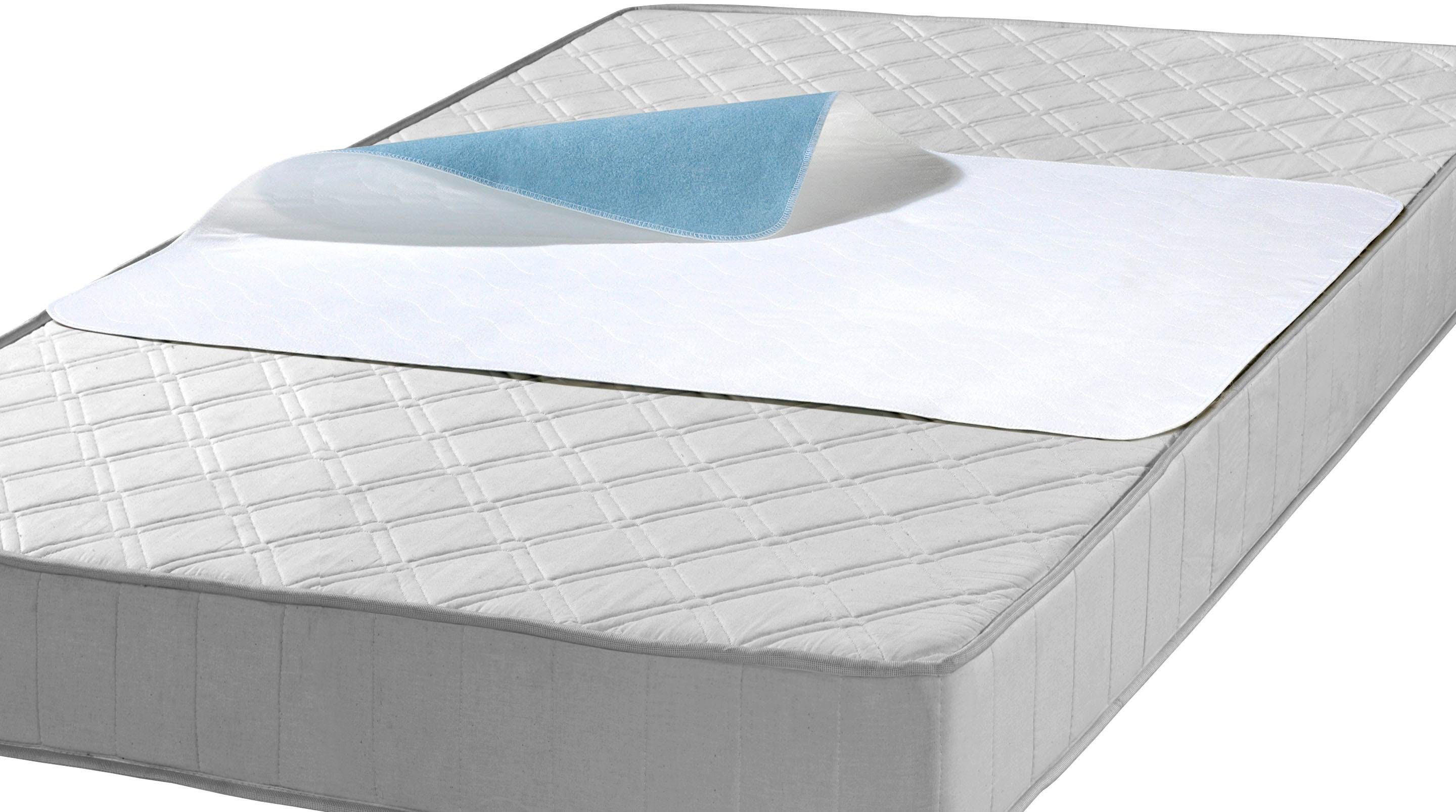 Matratzenauflage SETEX "Inkontinenz-Mehrwegunterlage Generation", weiß, B:75cm H:1cm L:90cm, Bezug (oben): 100% Polyester. Bezug (unten): 100% Polyester. Füllung 2: 100% Polyurethan, Matratzenzubehör, wasserdichte Matratzenauflage, hohe... Image