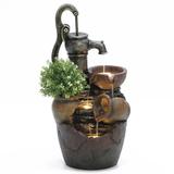 Millwood Pines Nergizli Resin Farmhouse Pump & Pots Fountain w/ Light | 22.44 H x 12.2 W x 12.2 D in | Wayfair 5D939B9E4EE34AD099143E6A4968BA37