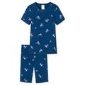 Schiesser Mädchen Schlafanzug Set Pyjama Kurz - 100% Organic Bio Baumwolle - Größe 92 Bis 140 Pyjamaset, Dunkelblau Gemustert_178905, 104