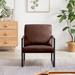 Mid Century Modern Leather Accent Arm Chair Sofa Chairs with Extra Thick Padded Backrest and Seat Cushion