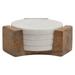 Round Marble Coasters with Mango Wood Holder - 5.0"L x 5.0"W x 2.5"H