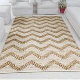 Hand Woven Brown & White Chevron Striped Jute Rug by Tufty Home