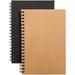 Soft Cover Spiral Notebook Journal 2-Pack Blank Sketch Book Pad Wirebound Memo Notepads Diary Notebook Planner with Unlined Paper 100 Pages/ 50 Sheets 7Inchx 4.75Inch (Brown and Black)