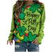 SOOMLON St. Patricks Day Shirt for Mens Cute Gnomes T-Shirt Shamrock Print Shirts Tees Clover Graphic Tops Classic St. Patrick Print Crewneck Long Sleeve Loose Sweatshirt Tops Green L