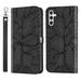 Samsung Galaxy A14 5G Case Samsung A14 5G Wallet Case Magnetic Closure Embossed Tree Premium PU Leather [Kickstand] [Card Slots] [Wrist Strap] Phone Cover for Samsung A14 5G Black