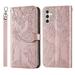 Samsung Galaxy A34 5G Case Samsung A34 5G Wallet Case Magnetic Closure Embossed Tree Premium PU Leather [Kickstand] [Card Slots] [Wrist Strap] Phone Cover for Samsung A34 5G Rosegold