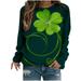 SOOMLON Funny Shamrocks Tops St. Patrick s Day Shirt Men Graphic Tees Casual Clover Graphic Sweatshirt Classic St. Patrick Print Crewneck Long Sleeve Loose Sweatshirt Tops Army Green S