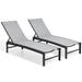 Crestlive Products Set of 2 Outdoor Lounge Chairs Aluminum Adjustable Chaise Light Gray