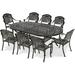 VIVIJASON 9-Piece Outdoor Patio Furniture Dining Set All-Weather Cast Aluminum Conversation Set Include 8 Chairs and an Oval Table with Umbrella Hole for Balcony Lawn Garden Backyard