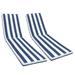 2 Pieces Set Outdoor Patio Chaise Lounge Chair Replacement Cushions Chair Pads Blue White Striped