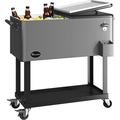 Dextrus 80 Quart Rolling Cooler Cart with Bottle Opener Drainage Portable Patio Cooler Rolling on Wheels Outdoor Rolling Beverage Cart Drink Cooler for Patio Pool Deck Party BBQ Cookouts