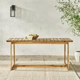 Walker Edison Modern 66â€� Solid Wood Slat-Top Outdoor Dining Table Natural