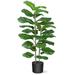 SAINSPEED 39 Inch Artificial Fiddle Leaf Fig Tree Faux Ficus Lyrata Plant in Pot with Woven Basketï¼ŒNearly Natural Artificial Fake Plant for Home Decor Indoor Outdoor Office Perfect Housewarming Gift