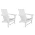 WestinTrends Ashore Adirondack Chairs Set of 2 All Weather Poly Lumber Outdoor Patio Chairs Modern Farmhouse Foldable Porch Lawn Fire Pit Plastic Chairs Outdoor Seating White