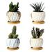 ceramic succulent plant pots 4 Sets of Marble Ceramic Flower Pot Mini Succulent Plant Flower Pot Straight Round Potting Pot Household Flower Container without Plant for Home Store (Without Plants)