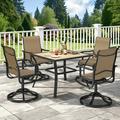 Dextrus Patio Dining Set 5-Piece Outdoor Patio Furniture Dining Set Including 37 Square Patio Dining Table and 4 Swivel Dining Chairs Outdoor Dining Set Ideal for Patio Lawn Garden Porch
