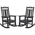 NALONE Outdoor Rocking Chair Set of 2 All Weather Resistant Rocking Chair for Porch and Garden Lawn HDPE Material Oversized Patio Rocker Chair for Outdoor Rockers(Black)