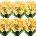 MAMOWEAR Artificial Flowers for Outdoor Fake Flowers UV Resistant Faux Daffodils Flower for Spring Summer Outside Planter Window Box Decoration