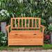 SamyoHome 40 Garden Bench Storage Deck Box Wood Seating w/ Backrest for Outdoor and Indoor