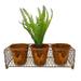 Rooster Planter Rustic Brown Decor 3 Metal Pots In Wire Basket Farmhouse Barnyard Inspired Indoor Outdoor 14 x 4.5