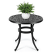 Patio Bistro Table Outdoor Cast Aluminum Round Table Bistro Table with Umbrella Hole Black