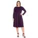 Long Sleeve Fit and Flare Plus Size Midi Dress