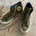 Converse Shoes | Army Green Leather Converse High Top Platform Sneaker | Color: Green | Size: 8.5