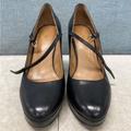 Coach Shoes | Coach Womens Black Leather Round Toe Platform Block Pump Heels Size 10b | Color: Black | Size: 10