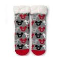 Disney Accessories | Disney Mickey Heart Icon Sherpa-Cuff Slipper Socks Gray & Red | Color: Gray/Red | Size: Os