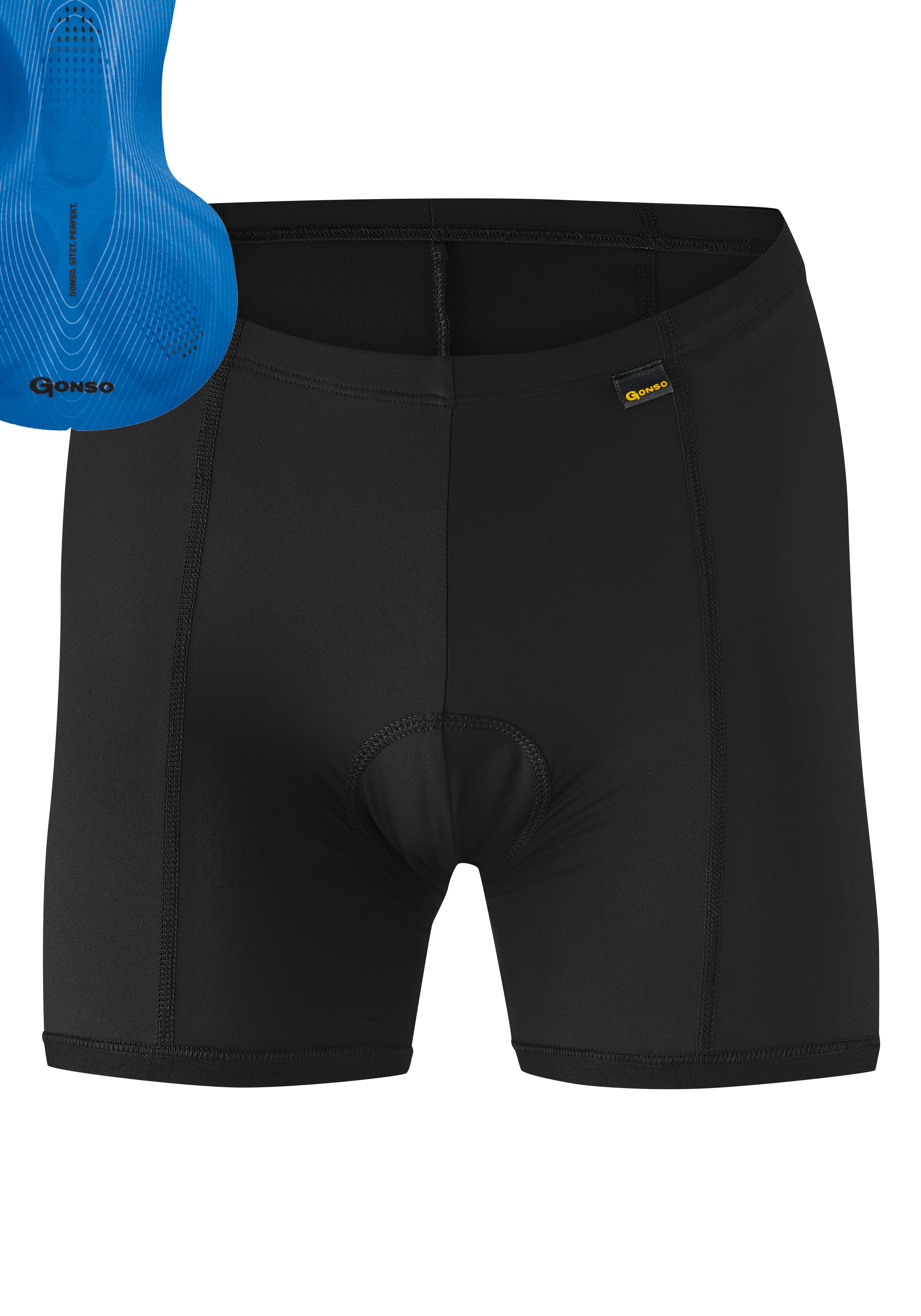 Fahrradhose GONSO "Sitivo U W", Damen, Gr. 40, Normalgrößen, schwarz (blau), 92% Polyamid, 8% Elastan, Hosen, Damen Fahrradunterhose, atmungsaktive Radhose, Tight Fit Image