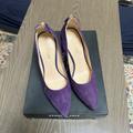 Nine West Shoes | Nine West Purple Stiletto Leather Pointy-Toe Pumps | Color: Gold/Purple | Size: 5.5